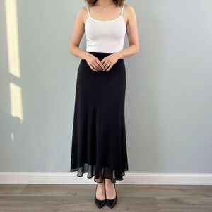 90s Vintage Black Midi Skirt Classic Office Professional Career Style size L